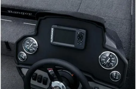 Slide: The Image of 2022 Ranger RT178 dashboard with gauges and Lowrance fishfinder. - 15