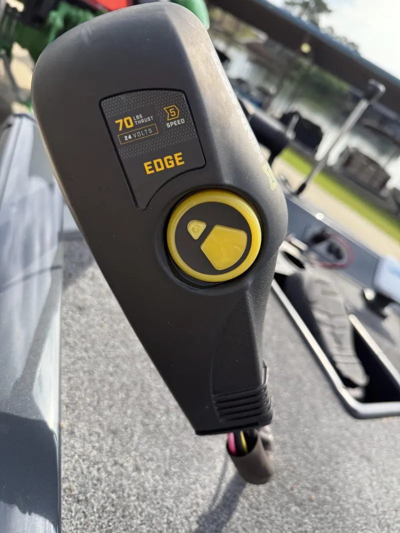 Slide: The Image of Close-up of a 2022 Ranger RT178 boat control panel with 70 lbs thrust motor. - 16