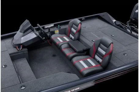 Slide: The Image of 2022 Ranger RT178 boat interior with dual seats and steering console. - 22