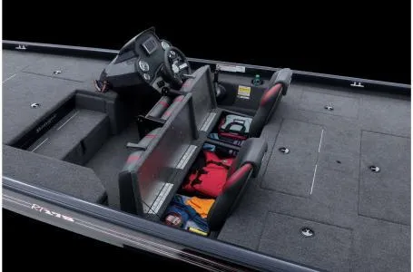 Slide: The Image of 2022 Ranger RT178 boat interior with storage compartments and dual seating. - 25