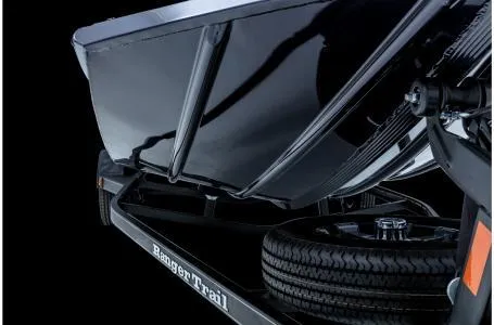 Slide: The Image of 2022 Ranger RT178 boat on trailer, showcasing sleek hull design and durable tires. - 27