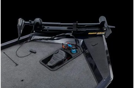 Slide: The Image of 2022 Ranger RT178 boat deck with Minn Kota trolling motor and pedal controls. - 8