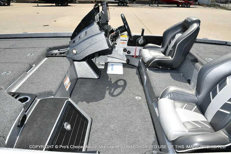 Slide: The Image of 2020 Nitro Z21 Pro boat interior with sleek seats and modern dashboard. - 12