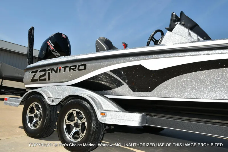 Slide: The Image of 2020 Nitro Z21 Pro boat with sleek design and shiny finish. - 15
