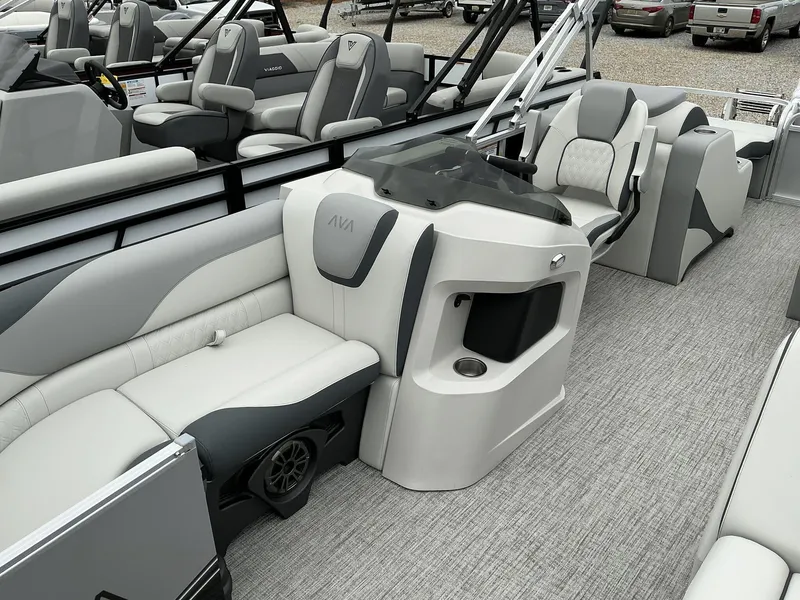 Slide: The Image of 2025 Avalon LSZ 23 Rear Lounger interior with modern seating and sleek design. - 7