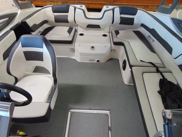Slide: The Image of 2020 Yamaha Boats AR195 interior with sleek seating and modern design. - 9