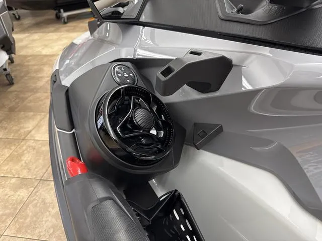 Slide: The Image of 2025 Sea-Doo Waverunner FISH PRO dashboard with speaker and controls. - 10