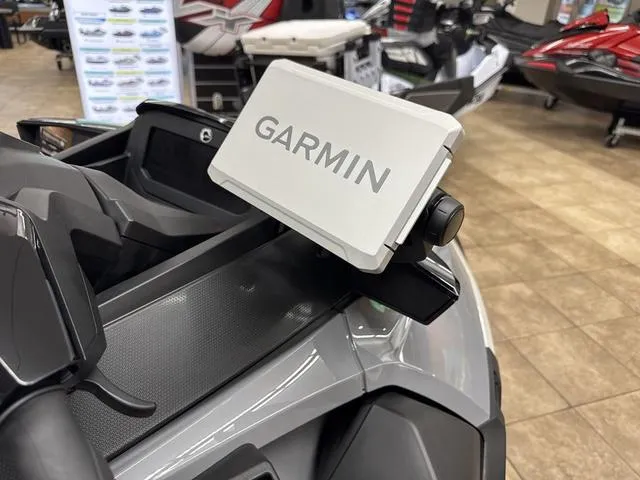 Slide: The Image of 2025 Sea-Doo FISH PRO with Garmin GPS, displayed indoors. - 14