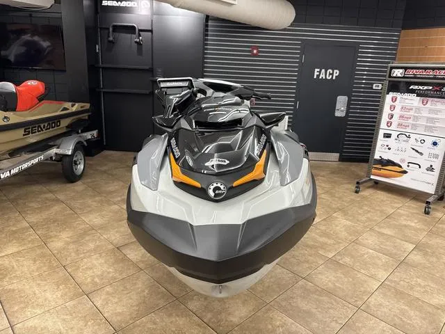 Slide: The Image of 2025 Sea-Doo Waverunner FISH PRO displayed in showroom, front view. - 8