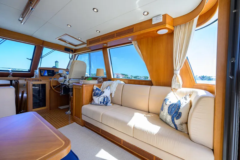 Slide: The Image of Luxurious interior of 2014 Grand Banks 46 Eastbay SX yacht with plush seating. - 40