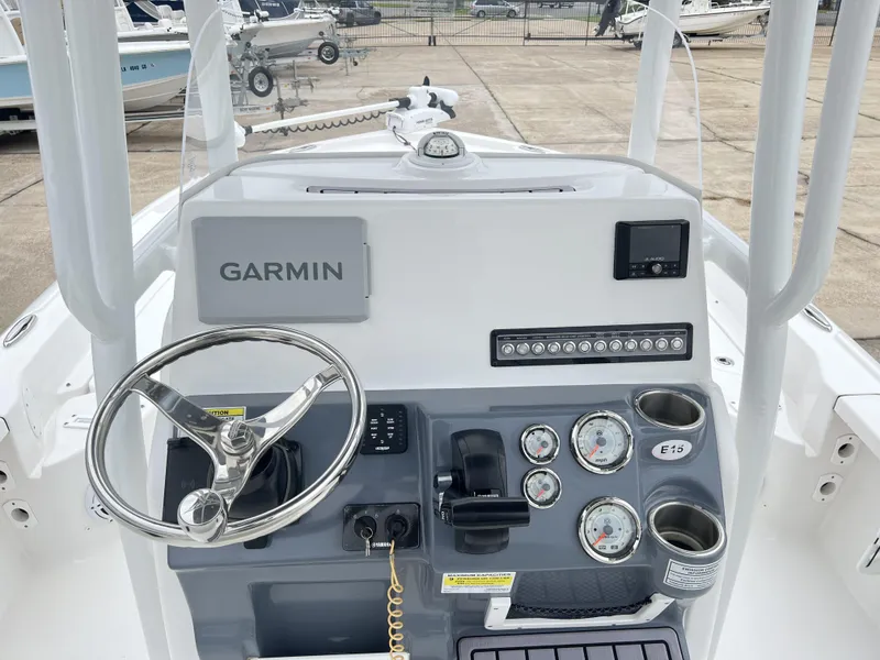 Slide: The Image of 2023 Tidewater 2210 Carolina Bay boat dashboard with Garmin navigation system. - 10