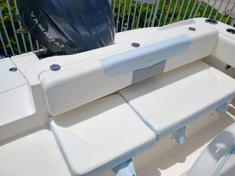 Slide: The Image of 2025 Robalo R202 Explorer boat seating with Yamaha engine in background. - 15