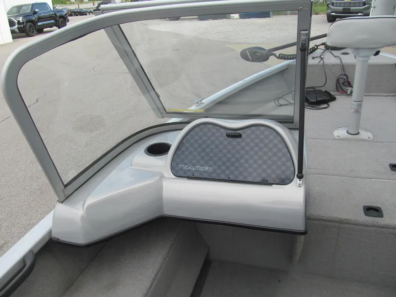 Slide: The Image of 2007 Tracker Pro Guide V-17 WT boat interior with windshield and seating area. - 7