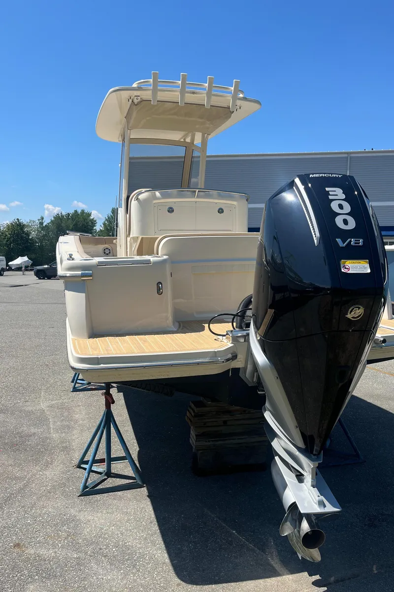 Slide: The Image of 2024 Scout 240 XSF boat with Mercury 300 V8 engine on display. - 5
