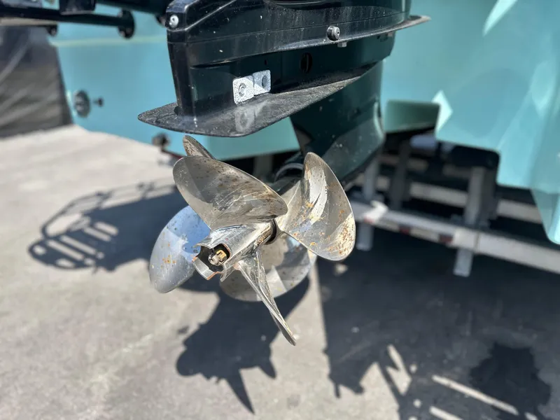 Slide: The Image of Propeller of 2024 Shallow Master 270 SMC boat on a trailer. - 7