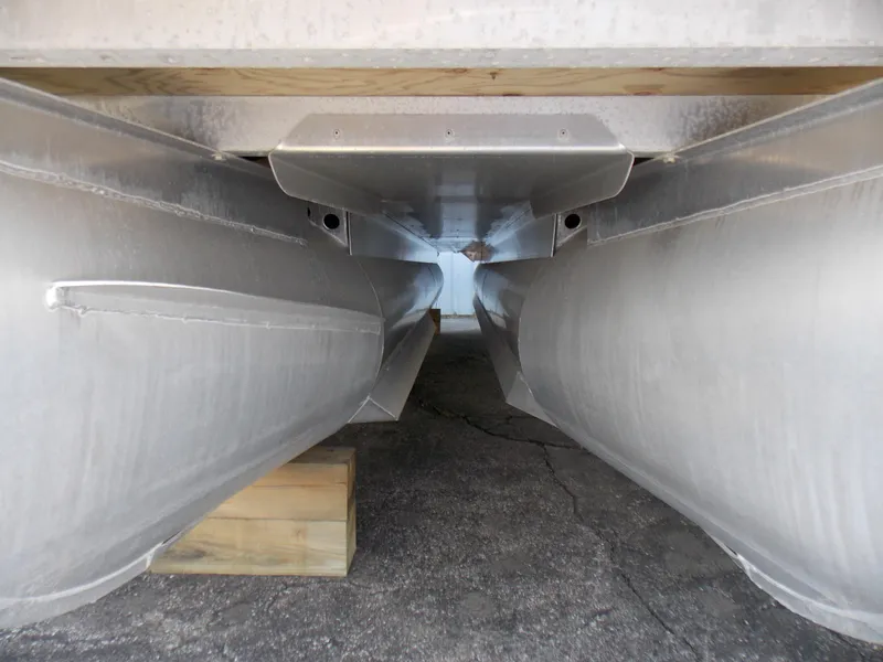 Slide: The Image of Underneath view of 2022 Bennington SX 23 Quad Bench pontoon boat hull. - 24