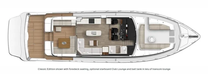 Slide: The Image of Riviera 645 SUV 2022 yacht floor plan with spacious interior and deck layout. - 38
