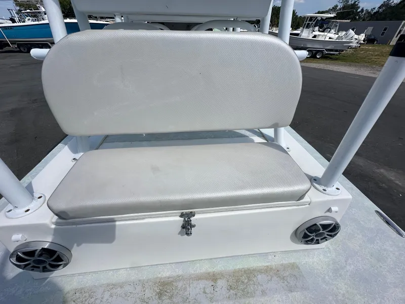 Slide: The Image of 2023 Shallow Master 240 SMS boat seat with storage and speakers. - 31