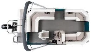 Slide: The Image of 2025 Princecraft Vectra 19 L 60HP pontoon boat, top view, spacious seating layout. - 2
