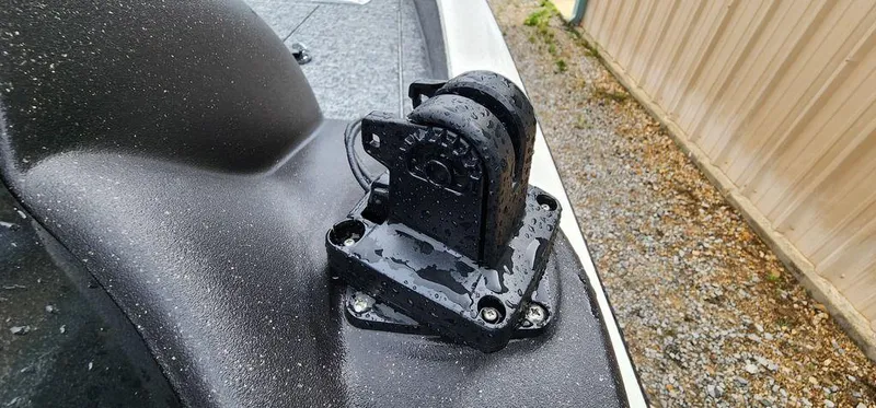 Slide: The Image of 2024 Tracker Pro Team 175 TF boat detail with wet black mount on deck. - 12