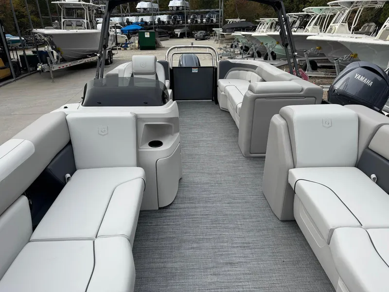Slide: The Image of 2025 Godfrey Sweetwater 2086 SB pontoon boat with spacious seating and modern design. - 8