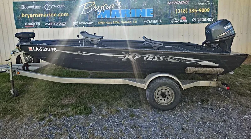 Slide: The Image of 2008 Xpress XP16PF Stick-Steer boat on trailer, displayed at Bryan's Marine. - 3