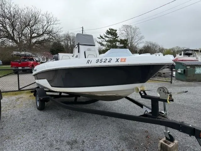 Slide: The Image of 2020 Wellcraft 162 Fisherman boat on trailer in outdoor storage area. - 2