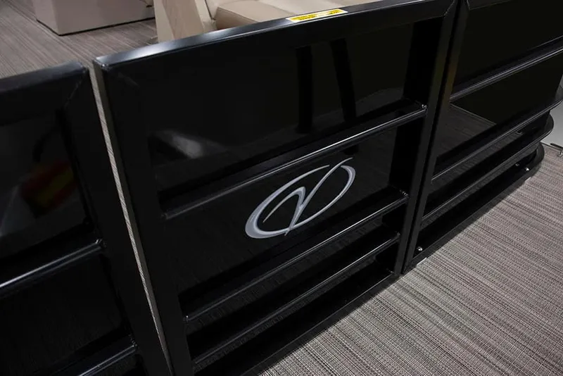 Slide: The Image of 2024 Veranda Vista 20RC black panel with logo on carpeted floor. - 15