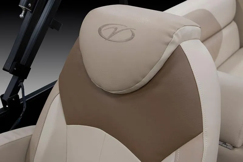 Slide: The Image of 2024 Veranda Vista 20RC seat with beige and brown upholstery, featuring embroidered logo. - 4