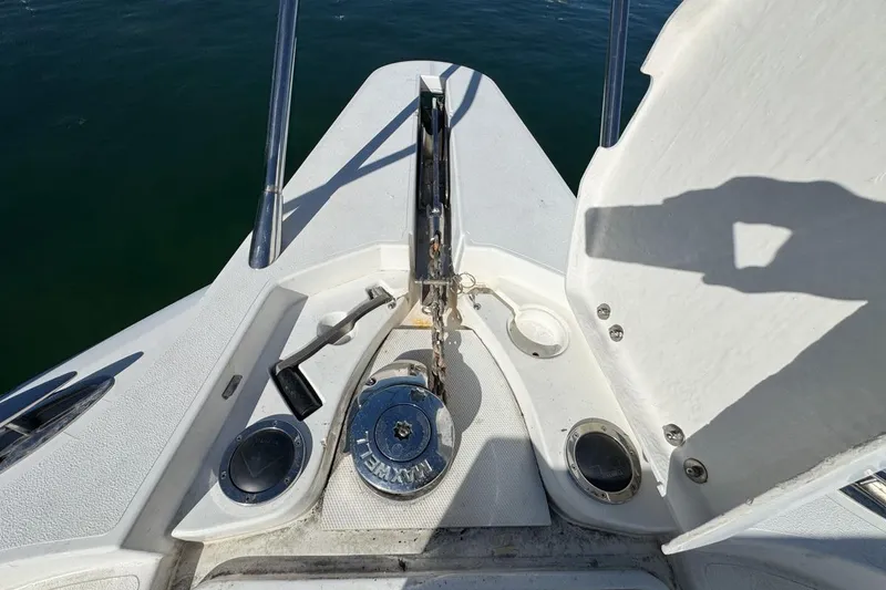 Slide: The Image of Bow of 2004 Sunseeker Sportfisher 37 with anchor system and deck details. - 51
