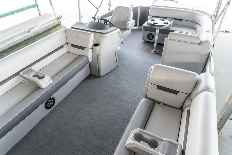 Slide: The Image of 2023 Godfrey Sweetwater 2186 C pontoon boat interior with spacious seating and modern design. - 8