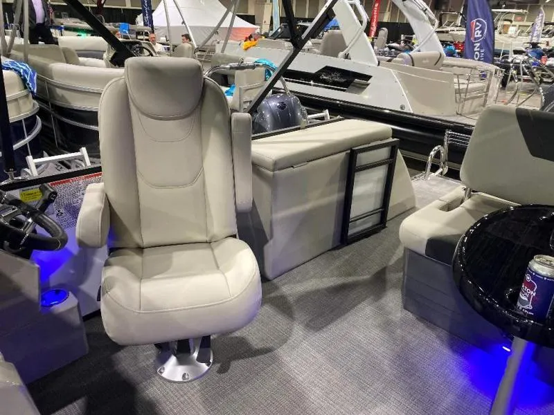 Slide: The Image of 2024 Geneva Cruise SB 22 boat interior with plush seating and modern design. - 18