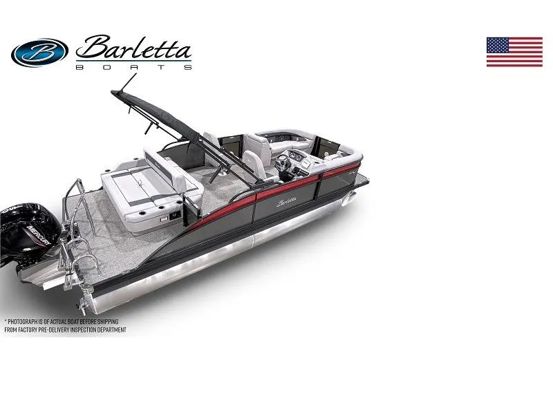 Slide: The Image of 2025 Aria Ultra-Lounge A22UC pontoon boat by Barletta Boats, featuring sleek design and modern amenities. - 5