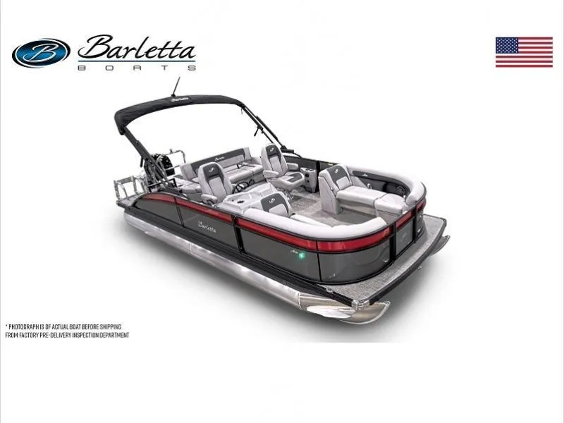 Slide: The Image of 2025 Aria Ultra-Lounge A22UC pontoon boat with sleek design and comfortable seating. - 6