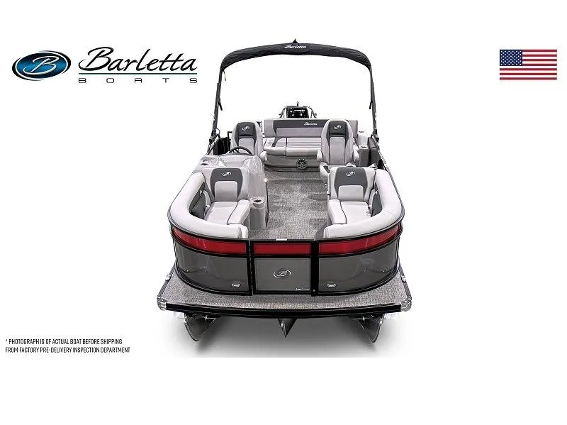 Slide: The Image of 2025 Aria Ultra-Lounge A22UC pontoon boat by Barletta Boats, featuring spacious seating and modern design. - 7