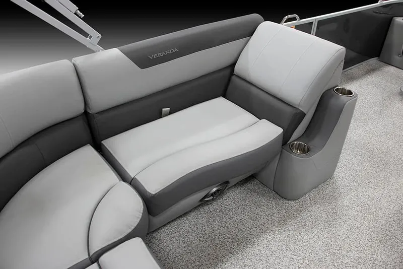 Slide: The Image of Luxurious seating on 2025 Veranda Fish VF22F4 pontoon boat with cup holders. - 14