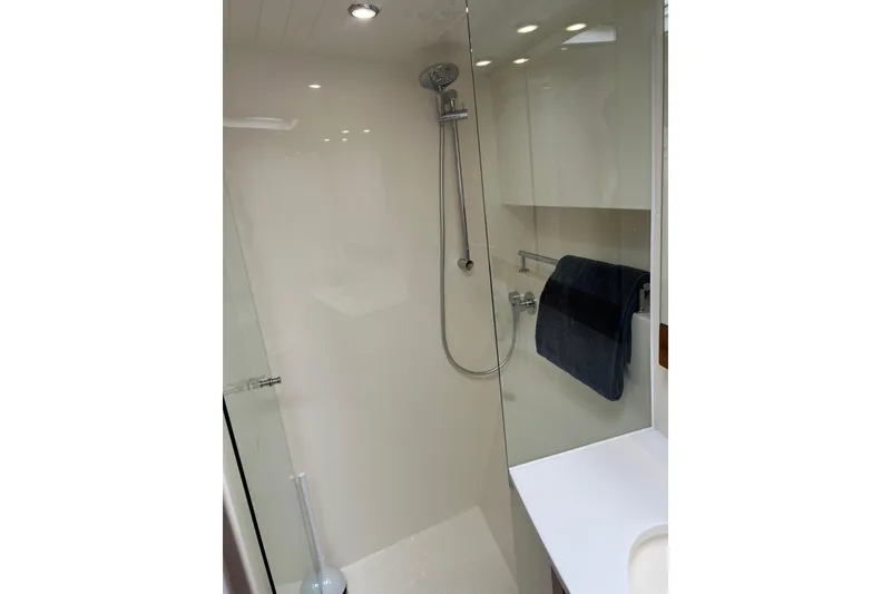 Slide: The Image of Modern shower area in 2020 Maritimo M51 yacht bathroom. - 104