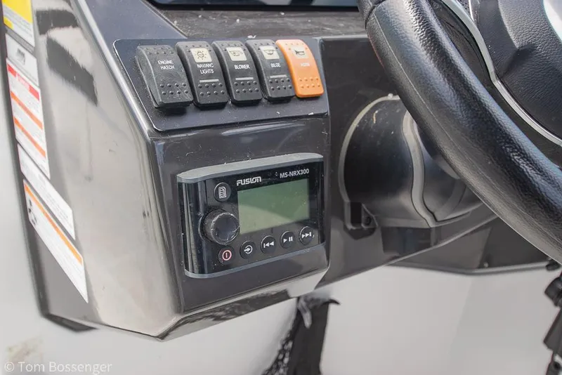 Slide: The Image of Control panel of 2018 Monterey MX6 Surf Edition boat with Fusion MS-NRX300 audio system. - 14