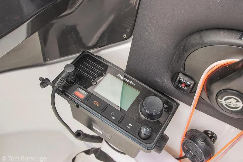 Slide: The Image of Control panel of 2018 Monterey MX6 Surf Edition boat with Raymarine electronics. - 16