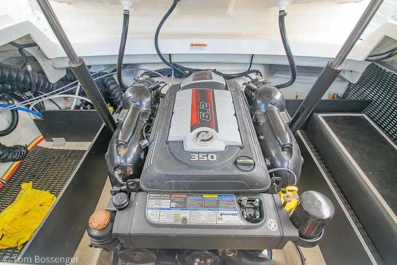 Slide: The Image of Engine of 2018 Monterey MX6 Surf Edition boat, featuring a 350 horsepower motor. - 25