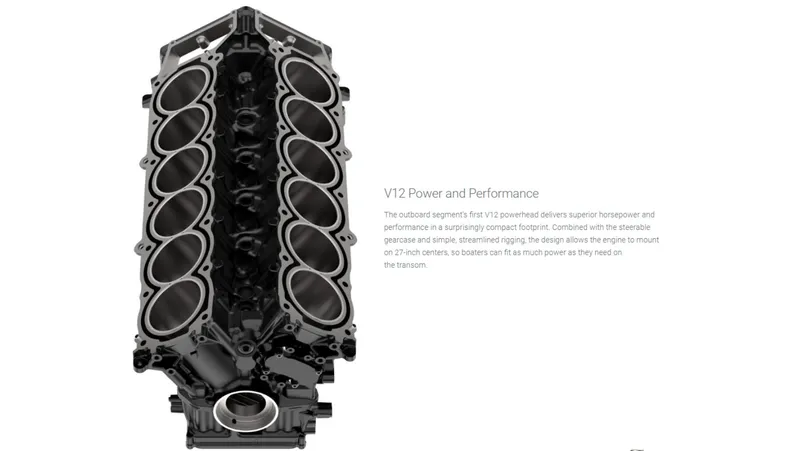 Slide: The Image of V12 engine showcasing power and performance for Bekkers Yachts AZUR 45HT, 2026 model. - 14