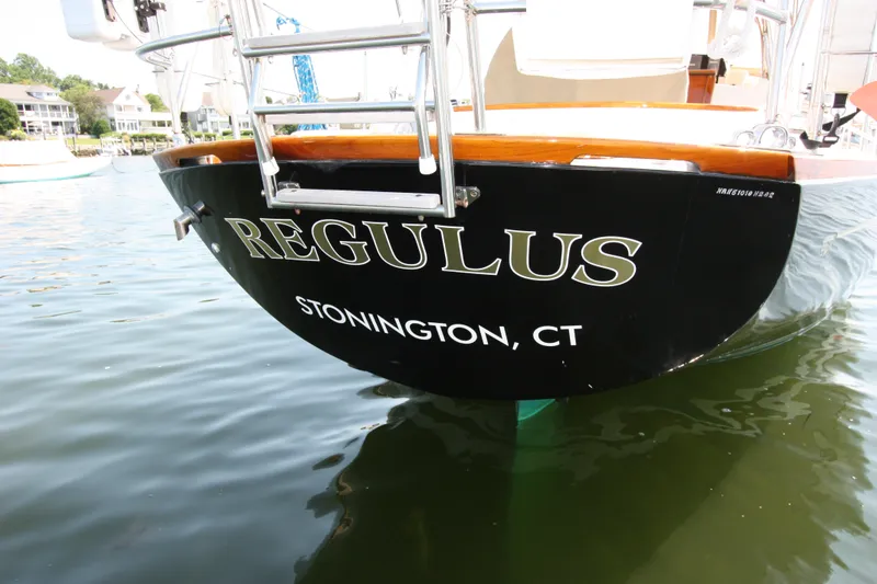 Slide: The Image of Hinckley Sou'wester 51 sailboat, named Regulus, docked in Stonington, CT, 1993 model. - 7