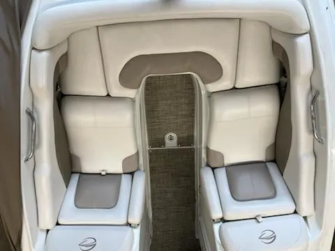 Slide: The Image of 2016 Crownline E4 boat interior with white and gray seating arrangement. - 3
