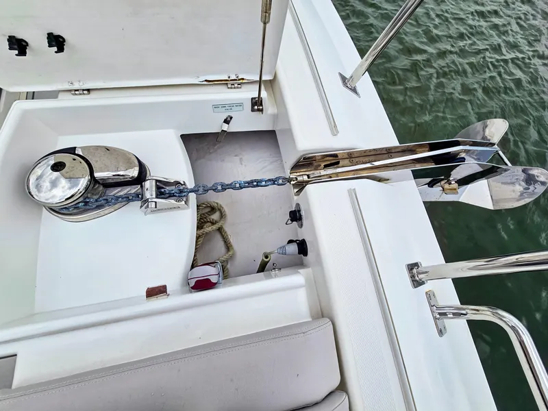 Slide: The Image of Aquila 36 Sport 2020 boat anchor system with chain and winch on deck. - 38