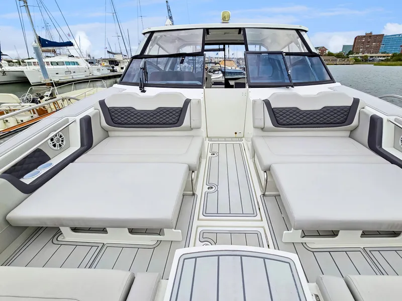 Slide: The Image of Aquila 36 Sport 2020 boat interior with spacious seating and modern design. - 44