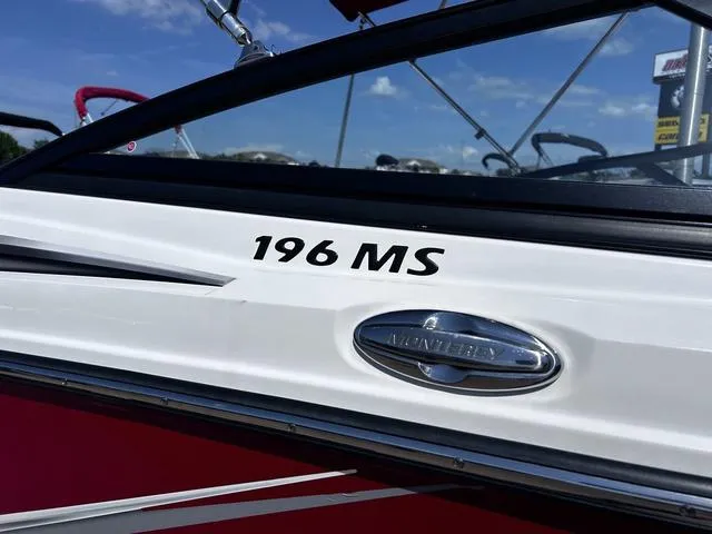Slide: The Image of 2016 Monterey 196MS boat, white and red exterior, close-up view. - 3