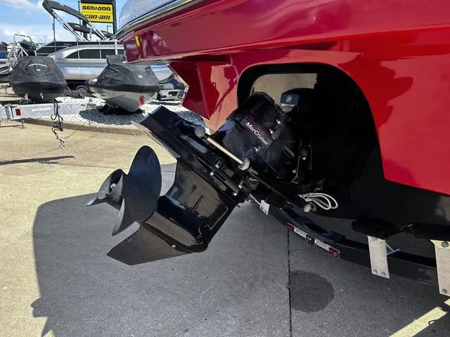 Slide: The Image of 2016 Monterey 196MS boat with MerCruiser outdrive, displayed on a trailer. - 6