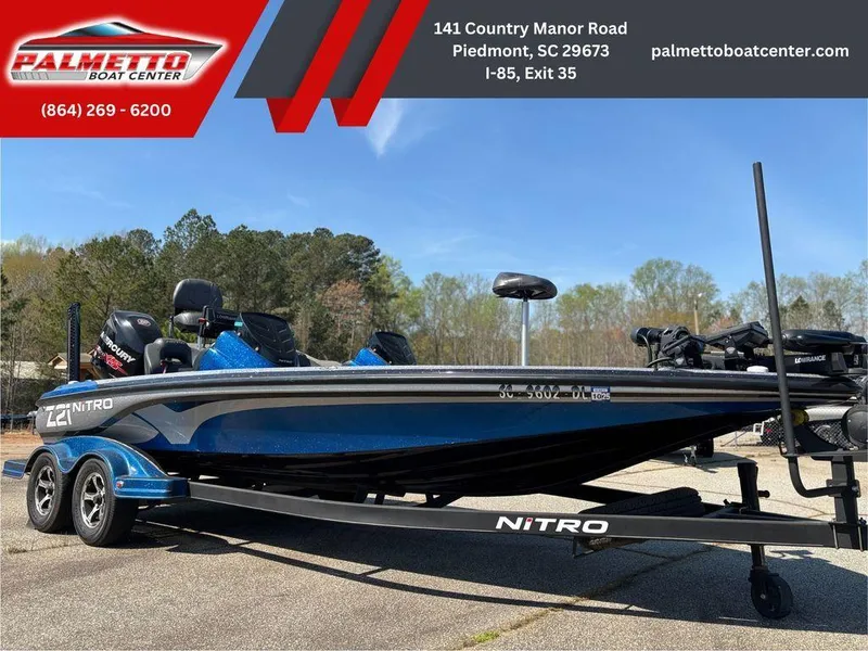 Slide: The Image of 2018 Nitro Z21 boat on trailer at Palmetto Boat Center, Piedmont, SC. - 1
