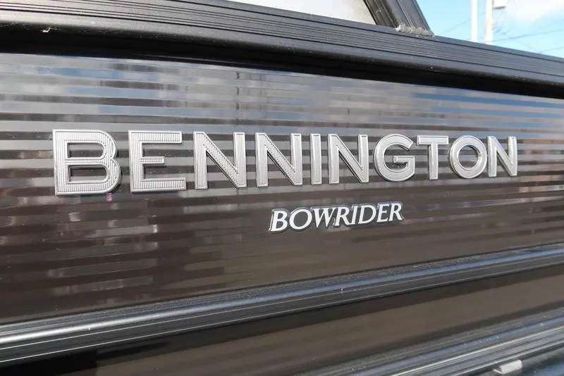 Slide: The Image of Bennington Bowrider logo on 2021 R Bowrider Quad Bench 24 RTFB boat. - 11