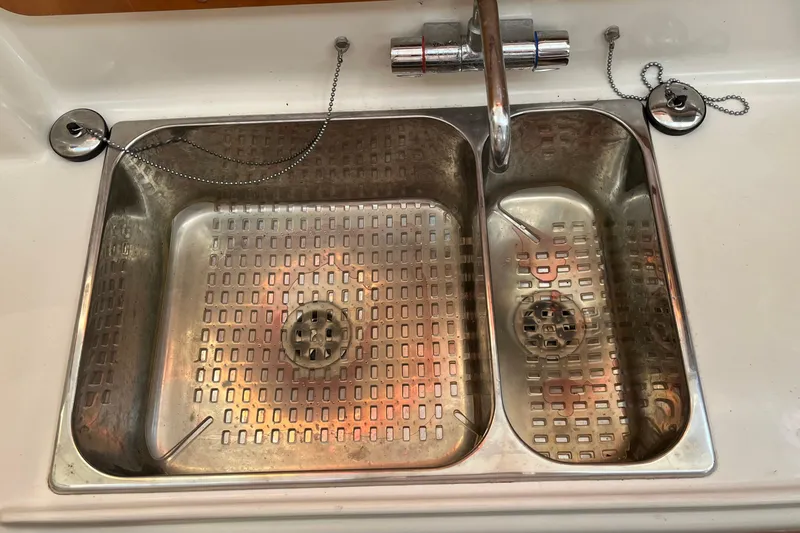 Slide: The Image of Stainless steel double sink with chain plugs, PDQ model 32, 2003. - 47